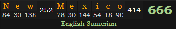 "New Mexico" = 666 (English Sumerian)