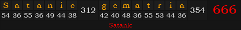 "Satanic gematria" = 666 (Satanic)