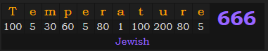"Temperature" = 666 (Jewish)