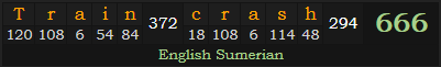 "Train crash" = 666 (English Sumerian)