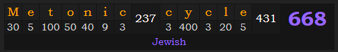 "Metonic cycle" = 668 (Jewish)