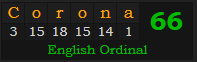 "Corona" = 66 (English Ordinal)