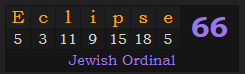 "Eclipse" = 66 (Jewish Ordinal)