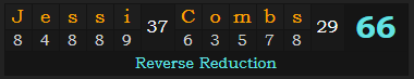 "Jessi Combs" = 66 (Reverse Reduction)