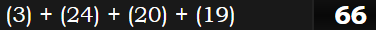 (3) + (24) + (20) + (19) = 66