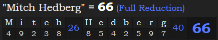 "Mitch Hedberg" = 66 (Full Reduction)