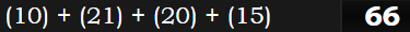 (10) + (21) + (20) + (15) = 66