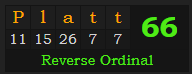 "Platt" = 66 (Reverse Ordinal)