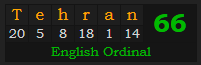 "Tehran" = 66 (English Ordinal)