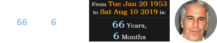 Jeffrey Epstein was 66 years, 6 months old when he died: