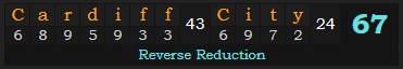 "Cardiff City" = 67 (Reverse Reduction)
