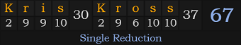 "Kris Kross" = 67 (Single Reduction)