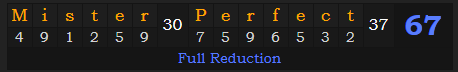 "Mister Perfect" = 67 (Full Reduction)