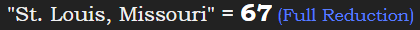 "St. Louis, Missouri" = 67 (Full Reduction)