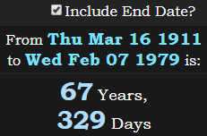 67 Years, 329 Days