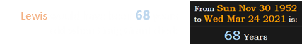 Lewis would have been 68 years old when Craig Grant died: