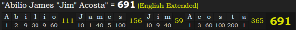 "Abilio James "Jim" Acosta" = 691 (English Extended)