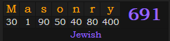 "Masonry" = 691 (Jewish)