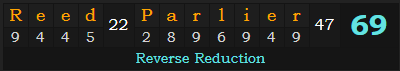"Reed Parlier" = 69 (Reverse Reduction)
