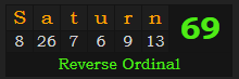 "Saturn" = 69 (Reverse Ordinal)