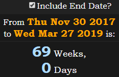 69 Weeks, 0 Days