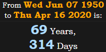 69 Years, 314 Days