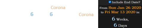 Kobe, who is buried in Corona del Mar, died a span of 6 weeks, 6 days before Corona was declared a national emergency: