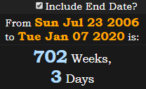 702 Weeks, 3 Days