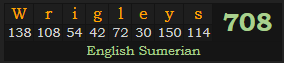"Wrigley's" = 708 (English Sumerian)