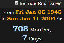 708 Months, 7 Days