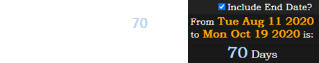 It was a span of 70 days after Joe Rogan’s birthday: