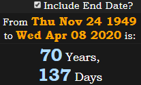 70 Years, 137 Days