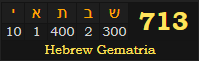 "יאתבש" = 713 (Hebrew Gematria)