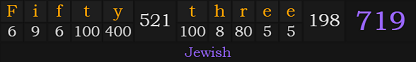 "Fifty-three" = 719 (Jewish)