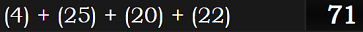 (4) + (25) + (20) + (22) = 71