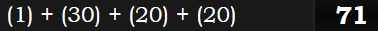 (1) + (30) + (20) + (20) = 71