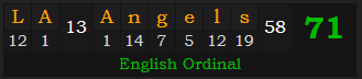 "LA Angels" = 71 (English Ordinal)