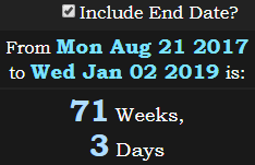 71 Weeks, 3 Days