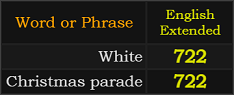 White and Christmas parade both = 722 Extended