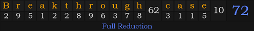 "Breakthrough case" = 72 (Full Reduction)