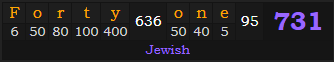 "Forty-one" = 731 (Jewish)