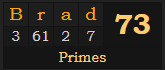 "Brad" = 73 (Primes)