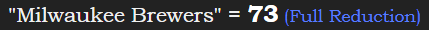 "Milwaukee Brewers" = 73 (Full Reduction)