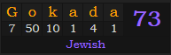 "Gokada" = 73 (Jewish)