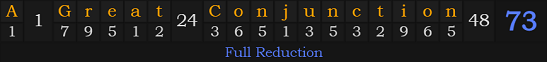 "A Great Conjunction" = 73 (Full Reduction)