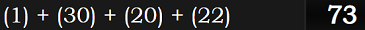 (1) + (30) + (20) + (22) = 73