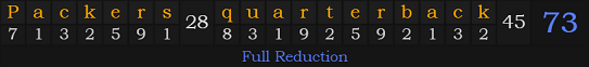 "Packers quarterback" = 73 (Full Reduction)