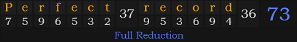 "Perfect record" = 73 (Full Reduction)