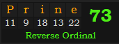 "Prine" = 73 (Reverse Ordinal)