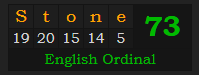 "Stone" = 73 (English Ordinal)